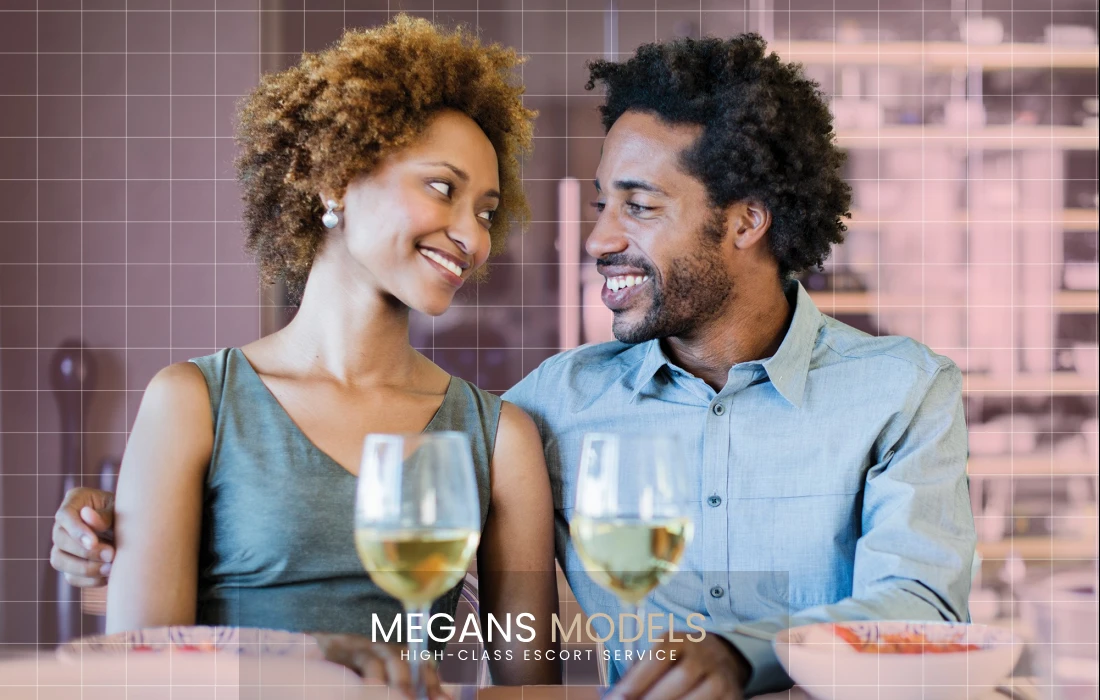 A couple having a chat over a glass of champagne 
